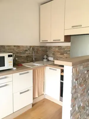 Cuisine ou kitchenette dans l'établissement Antibes apartment, 700m beach and parking
