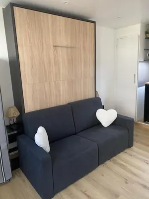 Coin salon dans l'établissement Studio cosy Cannes à 250 m de la plage, pointe Croisette