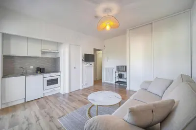 Cuisine ou kitchenette dans l'établissement Lumineux studio LOGGIA, Alexandre III- proche CROISETTE A0B203