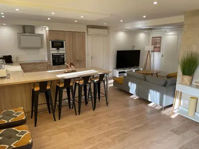 Cuisine ou kitchenette dans l'établissement Joli rez de jardin 3 pieces à Cagnes sur mer