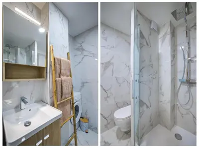 Salle de bains dans l'établissement Antibes proche de la plage ,Appartement lumineux et climatisé