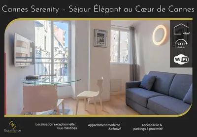 Coin salon dans l'établissement Cannes Serenity – Elegant Stay in Central Cannes