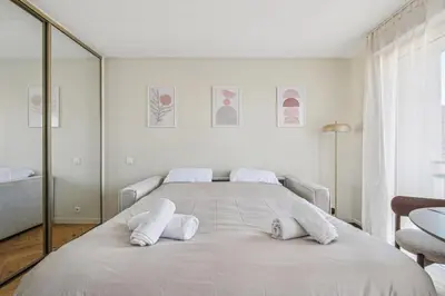 Un ou plusieurs lits dans un hébergement de l'établissement Cozy Cannes