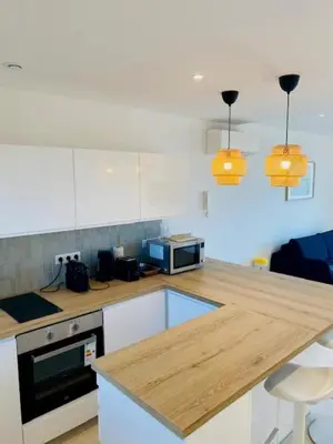 Cuisine ou kitchenette dans l'établissement Cannes Palm Beach - Brand New Studio - Oasis of Calm