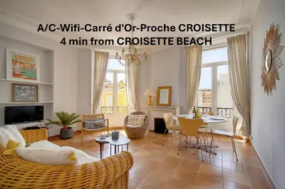 Télévision ou salle de divertissement dans l'établissement Lumineux 2 chambres, CARRE D'OR-COEUR DE CANNES A2B196