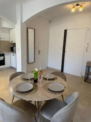 Cuisine ou kitchenette dans l'établissement Charmant T2 rénové avec grande terrasse