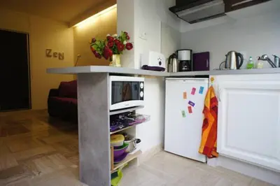 Cuisine ou kitchenette dans l'établissement CANNES POINTE CROISETTE Garden & Beach