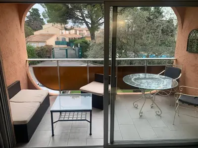 Balcon ou terrasse dans l'établissement Studio au calme