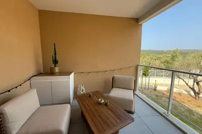 Balcon ou terrasse dans l'établissement Modern studio - terrace - pool