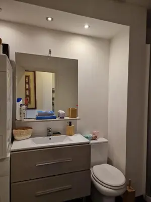 Salle de bains dans l'établissement Bright apartment 10 minutes from Cannes