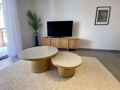 Télévision ou salle de divertissement dans l'établissement Cannes proche Croisette - 3 P tout confort avec balcon