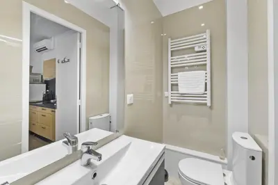 Salle de bains dans l'établissement 1 chambres , 131 rue d'antibes