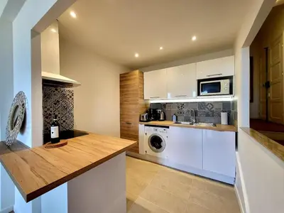 Cuisine ou kitchenette dans l'établissement L'Aiguillon Antibois - Proche Port