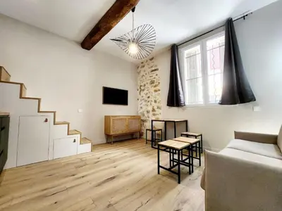 Coin salon dans l'établissement Le Bourgarel - Studio dans Vieil Antibes