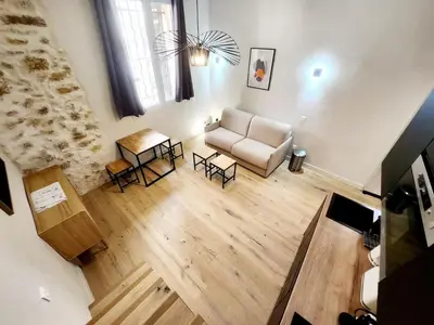 Coin salon dans l'établissement Le Bourgarel - Studio dans Vieil Antibes