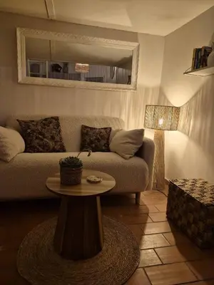 Coin salon dans l'établissement Le Cosy Antibois - Proche Marché Provençal