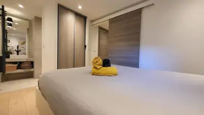Un ou plusieurs lits dans un hébergement de l'établissement Le Delmas Riviera - Duplex dans Vieil Antibes