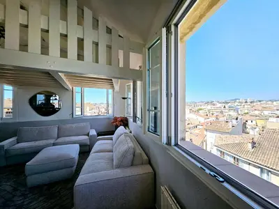 Coin salon dans l'établissement Le Phare Azur - T3 avec Vue Mer