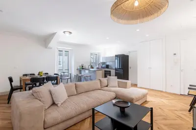 Coin salon dans l'établissement Apartment 2 bedrooms near beach - Cannes