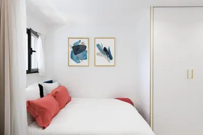 Un ou plusieurs lits dans un hébergement de l'établissement Elegant studio in Cap d'Antibes - Wifi - Clim et parking