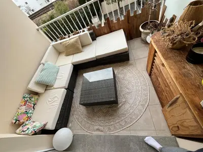 Coin salon dans l'établissement Appartement 200m de la plage