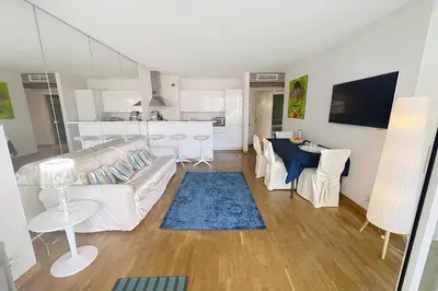 Cuisine ou kitchenette dans l'établissement Cannes central Rue d'Antibes wide 1 BDR w terrace - quiet in green scenery