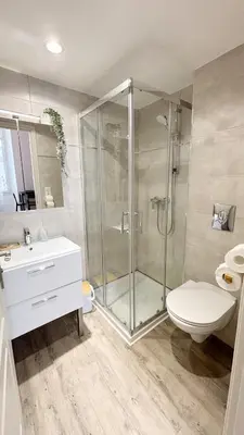 Salle de bains dans l'établissement Proche Palais Des Festivals, T2 avec Mezzanine - Palmazur Vacances