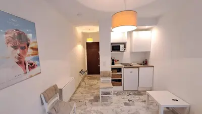 Cuisine ou kitchenette dans l'établissement Beau studio centre Cannes Maréchal Juin