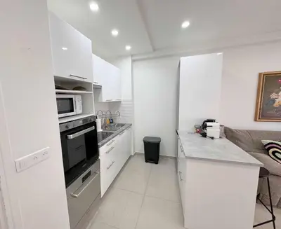 Cuisine ou kitchenette dans l'établissement Spacieux Plages Gare Juan Les Pins