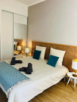 Un ou plusieurs lits dans un hébergement de l'établissement Appartement centre-ville à 5 min du palais des festivals