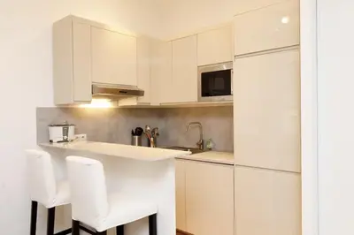 Cuisine ou kitchenette dans l'établissement Appartement centre-ville à 5 min du palais des festivals