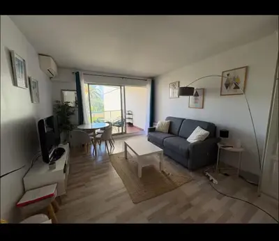 Télévision ou salle de divertissement dans l'établissement Terrasse Clim Wifi Parking 10 min à pieds de la Croisette