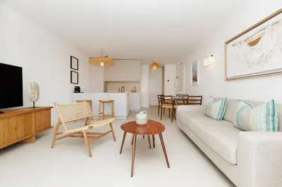 Coin salon dans l'établissement Le Paloma, High standing, 3 min beach, air conditioning, 4 Prs