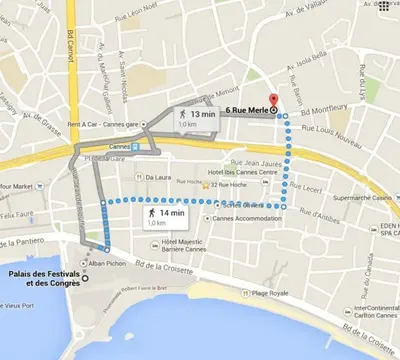 Plan de l'établissement Magnifique studio dans le centre-ville de Cannes