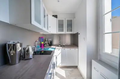 Cuisine ou kitchenette dans l'établissement Beautiful studio rue d'Antibes