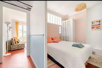 Un ou plusieurs lits dans un hébergement de l'établissement Lumineux Grand 2pièces Antibes, Vieil Antibes