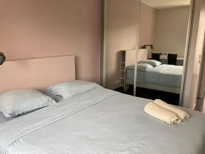 Un ou plusieurs lits dans un hébergement de l'établissement Beautiful Villa, 8p, comfort, quiet, beaches and center