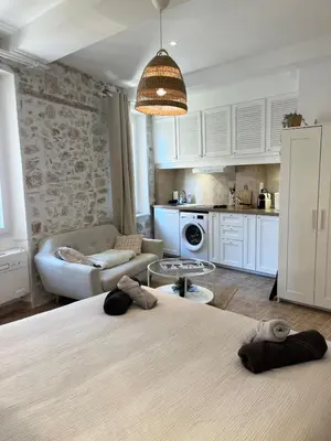 Cuisine ou kitchenette dans l'établissement Le Robin Central Studio with AC & charm
