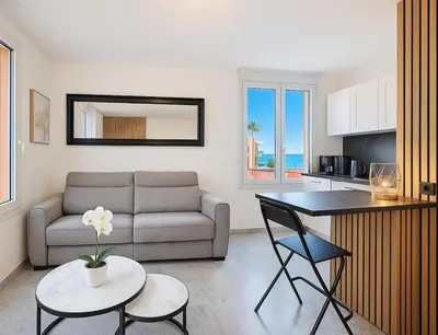 Coin salon dans l'établissement Beach Studio on Cagnes sea front