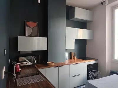 Cuisine ou kitchenette dans l'établissement Cannes centre superbe 3 pièces moderne 10 min à pied du Palais des festivals et croisette