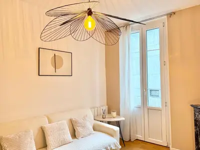 Coin salon dans l'établissement Le Palme d'Or, 3 pièces - impasse privée - 7 pers