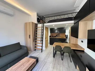 Cuisine ou kitchenette dans l'établissement Elegant studio with mezzanine, city center