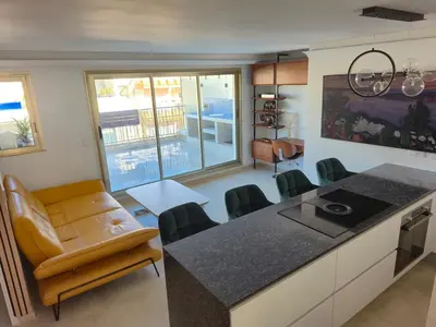 Coin salon dans l'établissement Exceptional apartment, Sea view ,Terrace