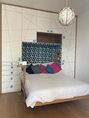 Un ou plusieurs lits dans un hébergement de l'établissement Unique Apartment with Cat in Cap dAntibes