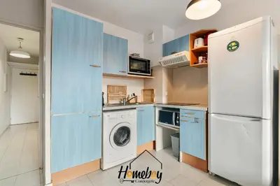 Cuisine ou kitchenette dans l'établissement Le Bleu Azur