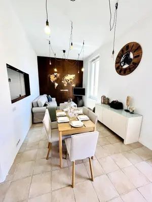 Coin salon dans l'établissement Appartement Calme Proche Plages