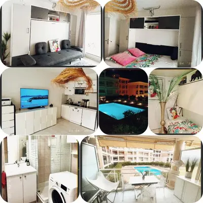 Plan de l'établissement Escapade cote d'azur T1 pour 4 avec piscine & garage lumineux à golfe-juan