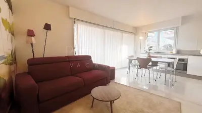 Coin salon dans l'établissement Pointe Croisette, 2 chambres - Exclusivité Congrès - Palmazur Vacances