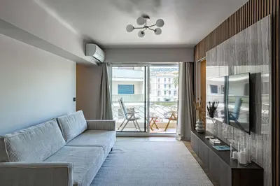 Coin salon dans l'établissement Apartment for 4people in Martinez