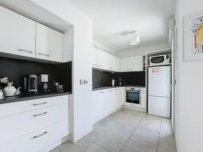 Cuisine ou kitchenette dans l'établissement Appartement 3 pièces à Cannes avec piscine